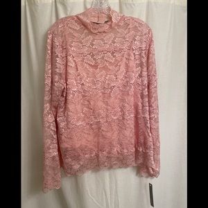 Apt 9 lace mock neck top, size XL, pink